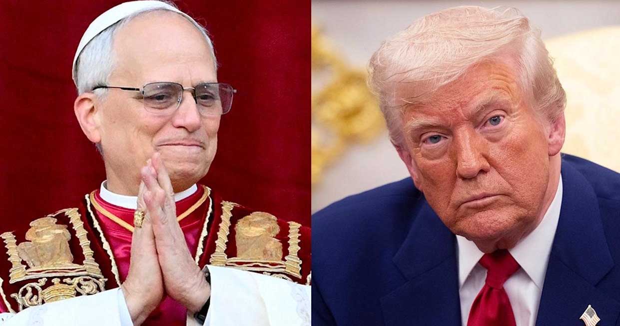 ডনাল্ড ট্রাম্পের পাশে নবনির্বাচিত পোপ লিও চতুর্দশ কার্ডিনাল রবার্ট প্রিভোস্ট। ছবি:রয়টার্স
