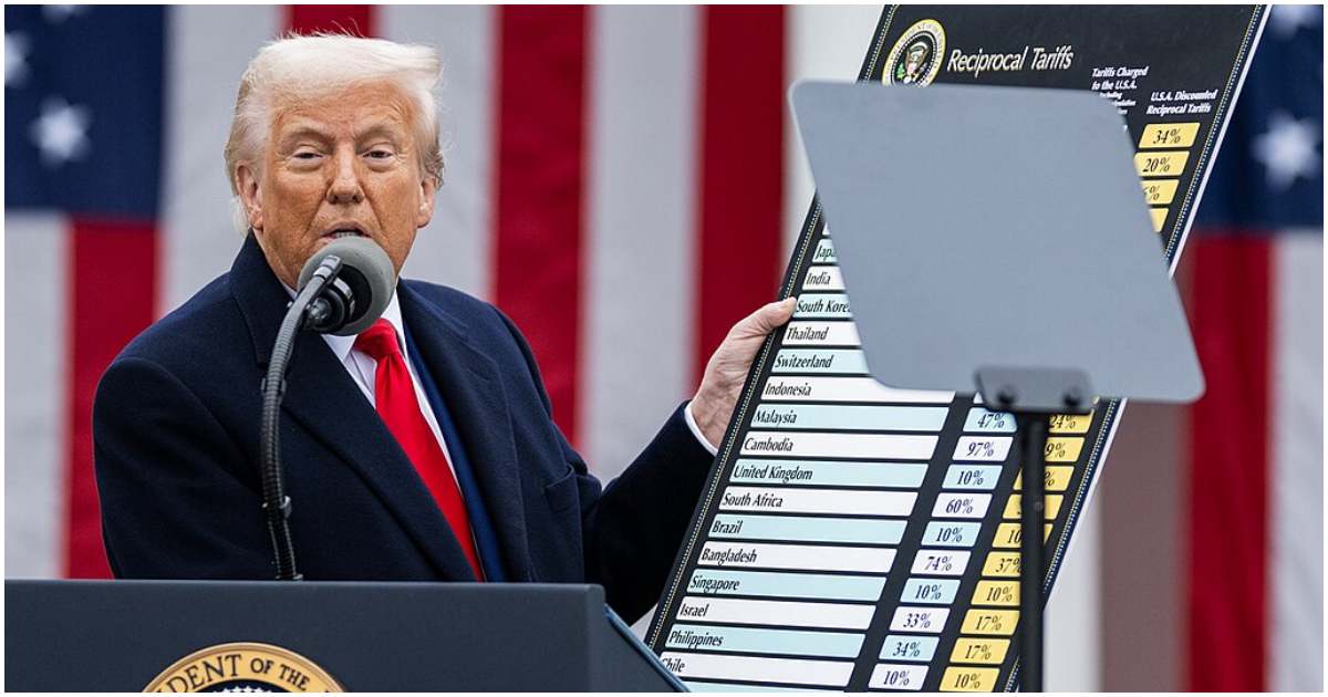 প্রেসিডেন্ট ট্রাম্প গত ২ এপ্রিল বাণিজ্যিক অংশীদারদের ওপর পাল্টা শুল্ক আরোপ করেন। ছবি: উইকিমিডিয়া কমন্স