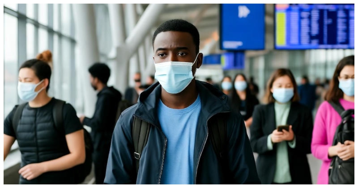 উপস্থিত অন্যান্য যাত্রীরা তার মাধ্যমে ভাইরাসে সংক্রমিত হওয়ার ঝুঁকিতে পড়তে পারেন। ছবি: গ্রোক এআই