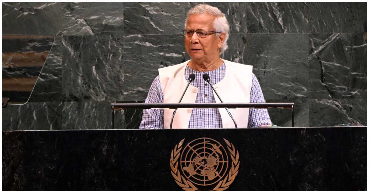 জাতিসংঘের সাধারণ পরিষদের ৮০তম অধিবেশনে শুক্রবার ভাষণ দেন প্রধান উপদেষ্টা ড. মুহাম্মদ ইউনূস। ছবি: প্রেস উইং