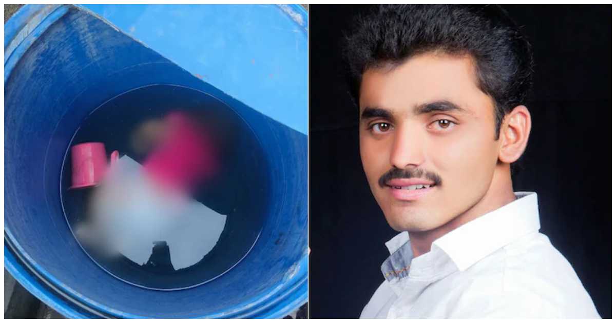 নীল ড্রামে মৃত শিশু ও তার বাবা অমল সোনাভানে। কোলাজ: এনডিটিভি