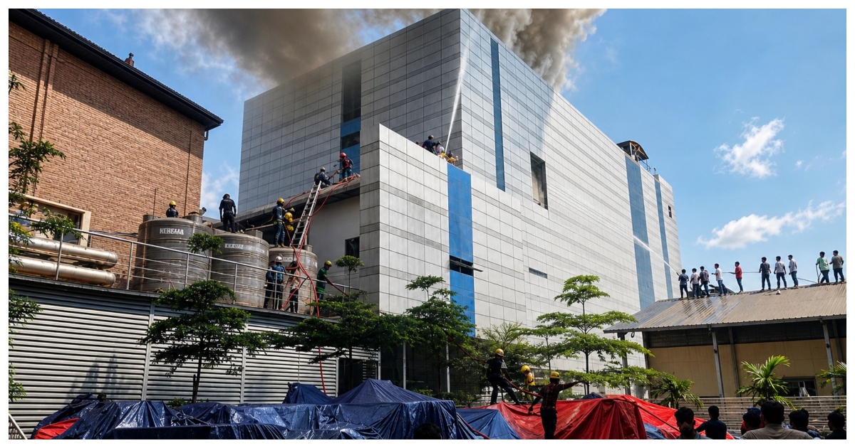 অগ্নিকাণ্ডের শিকার টঙ্গীর  ড্রাগ ইন্টারন্যাশনাল লিমিটেড ওষুধ কারখানা। ছবি: সংগৃহীত