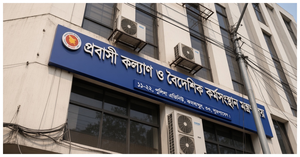 প্রবাসী কল্যাণ ও বৈদেশিক কর্মসংস্থান মন্ত্রণালয় ভবন।